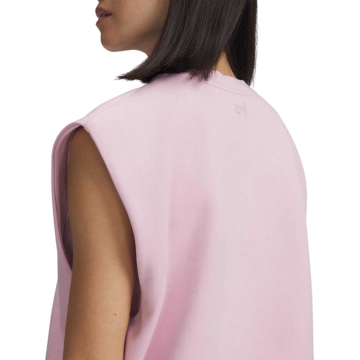 Pink - Side - Under Armour Womens-Ladies Unstoppable Fleece Sleeveless Pullover
