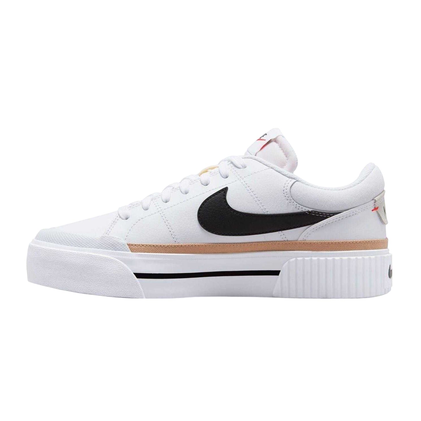 White-Black - Back - Nike Womens-Ladies Court Legacy Leather Platform Shoes