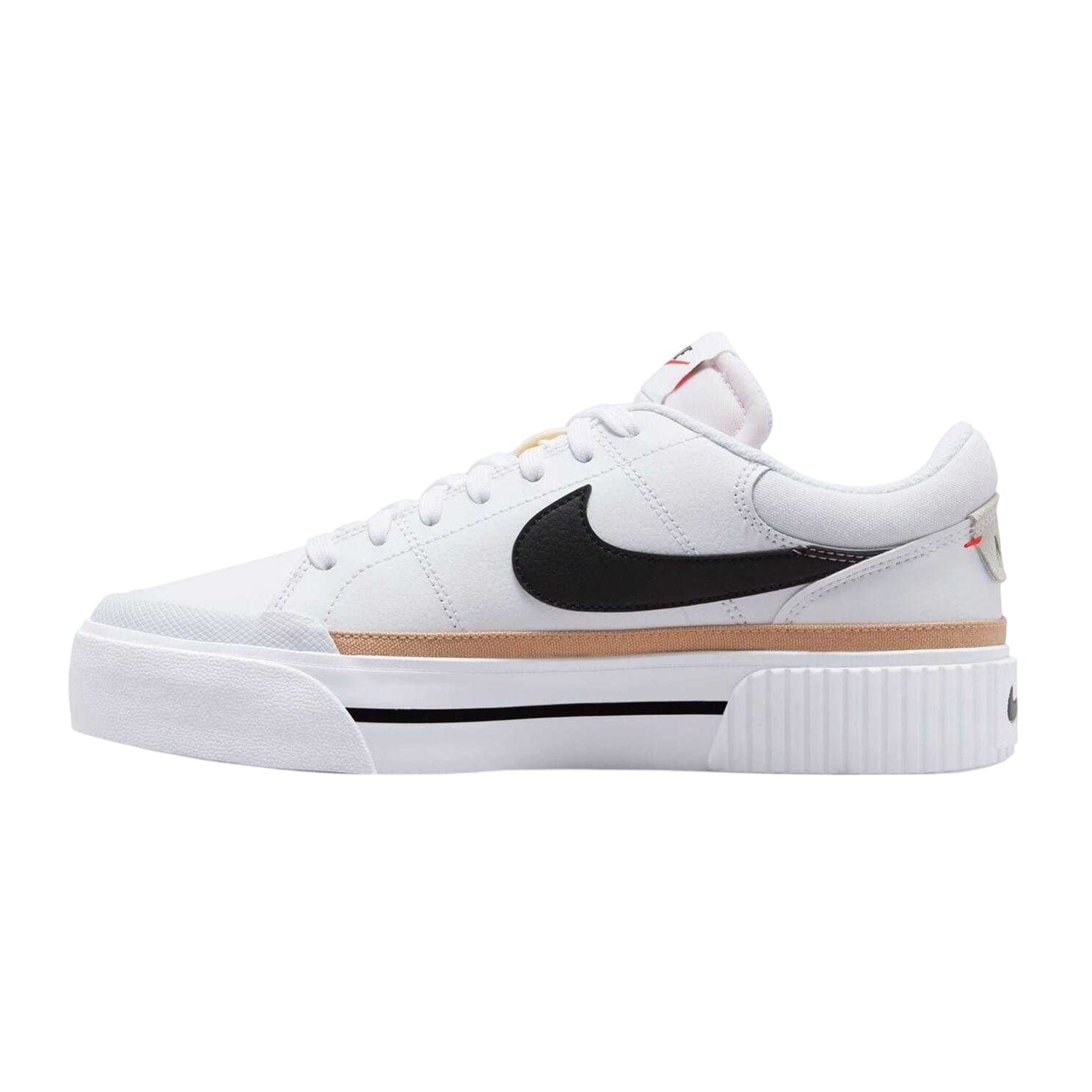 White-Black - Back - Nike Womens-Ladies Court Legacy Leather Platform Shoes