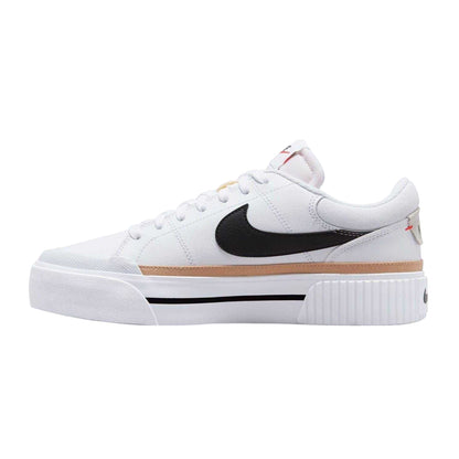 White-Black - Back - Nike Womens-Ladies Court Legacy Leather Platform Shoes
