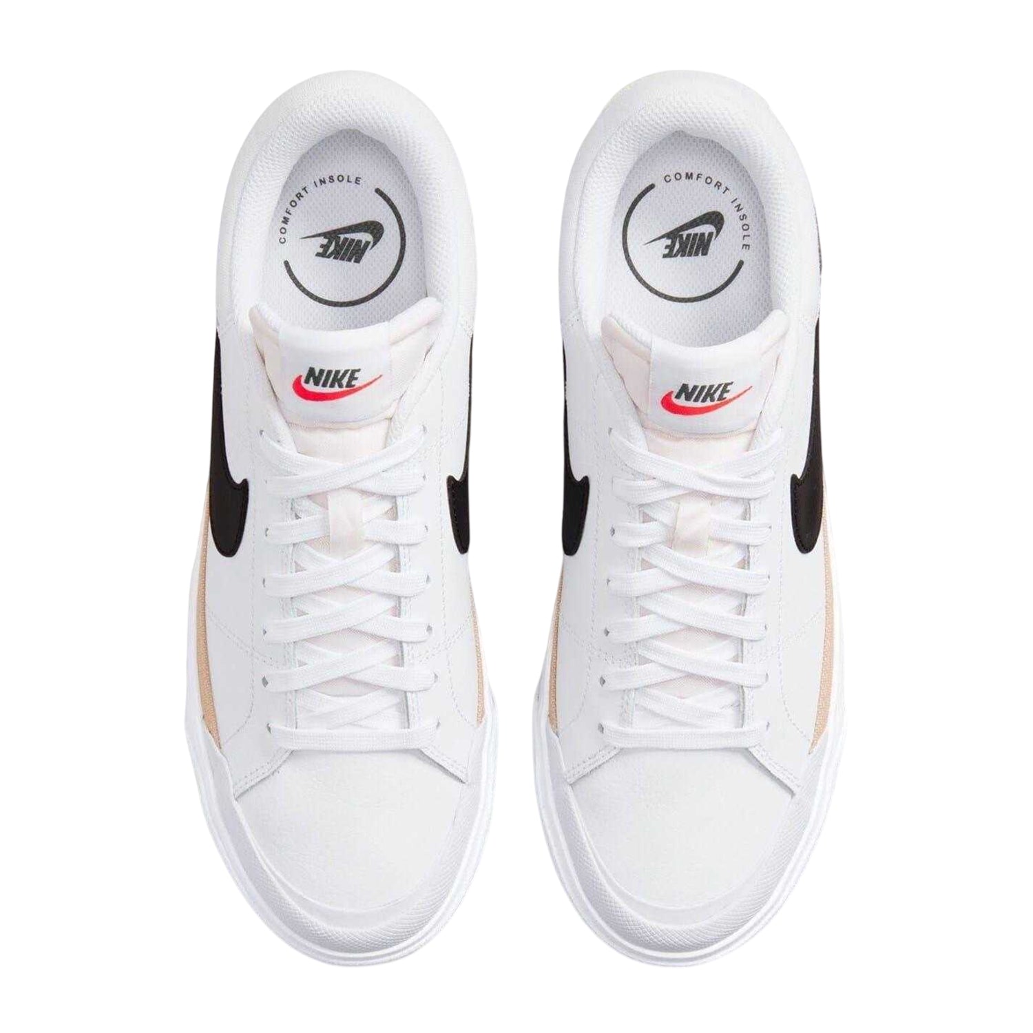 White-Black - Side - Nike Womens-Ladies Court Legacy Leather Platform Shoes