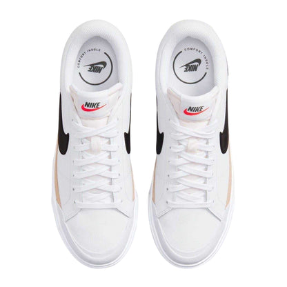 White-Black - Side - Nike Womens-Ladies Court Legacy Leather Platform Shoes