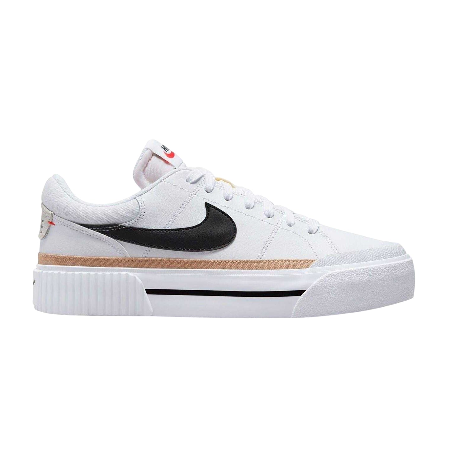 White-Black - Front - Nike Womens-Ladies Court Legacy Leather Platform Shoes