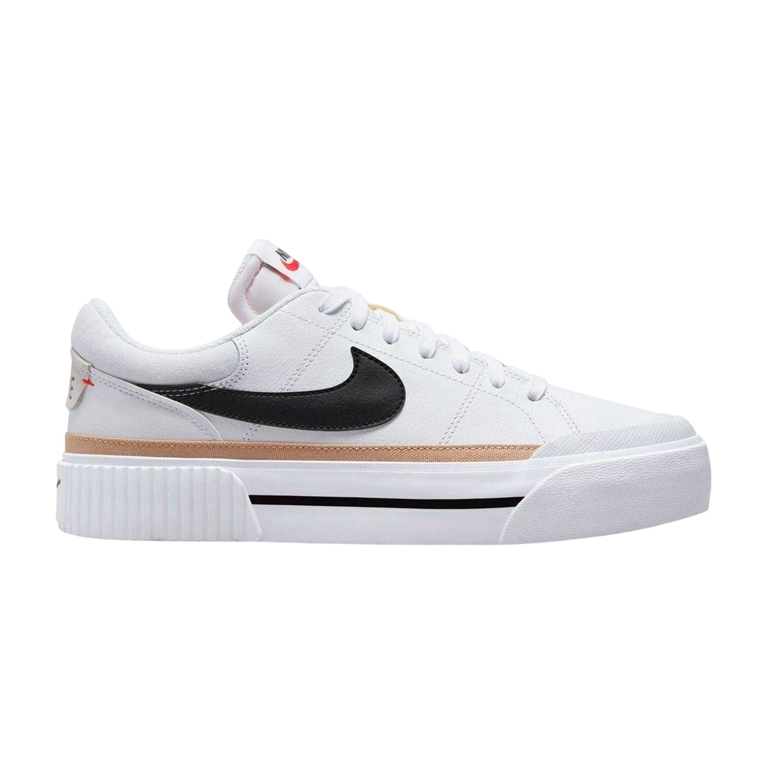White-Black - Front - Nike Womens-Ladies Court Legacy Leather Platform Shoes