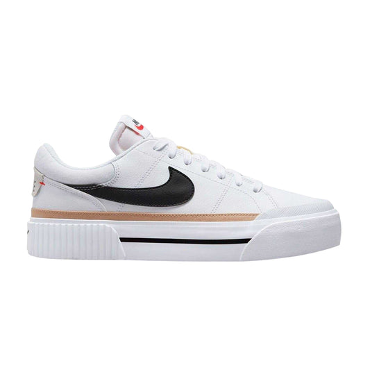 White-Black - Front - Nike Womens-Ladies Court Legacy Leather Platform Shoes