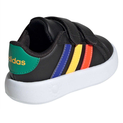 Core Black - Back - Adidas Childrens-Kids Court 2.0 Striped Trainers