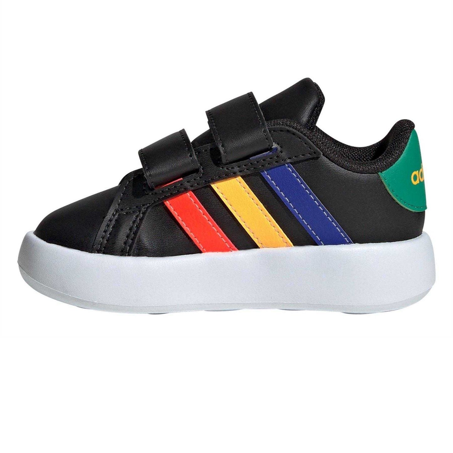 Core Black - Side - Adidas Childrens-Kids Court 2.0 Striped Trainers