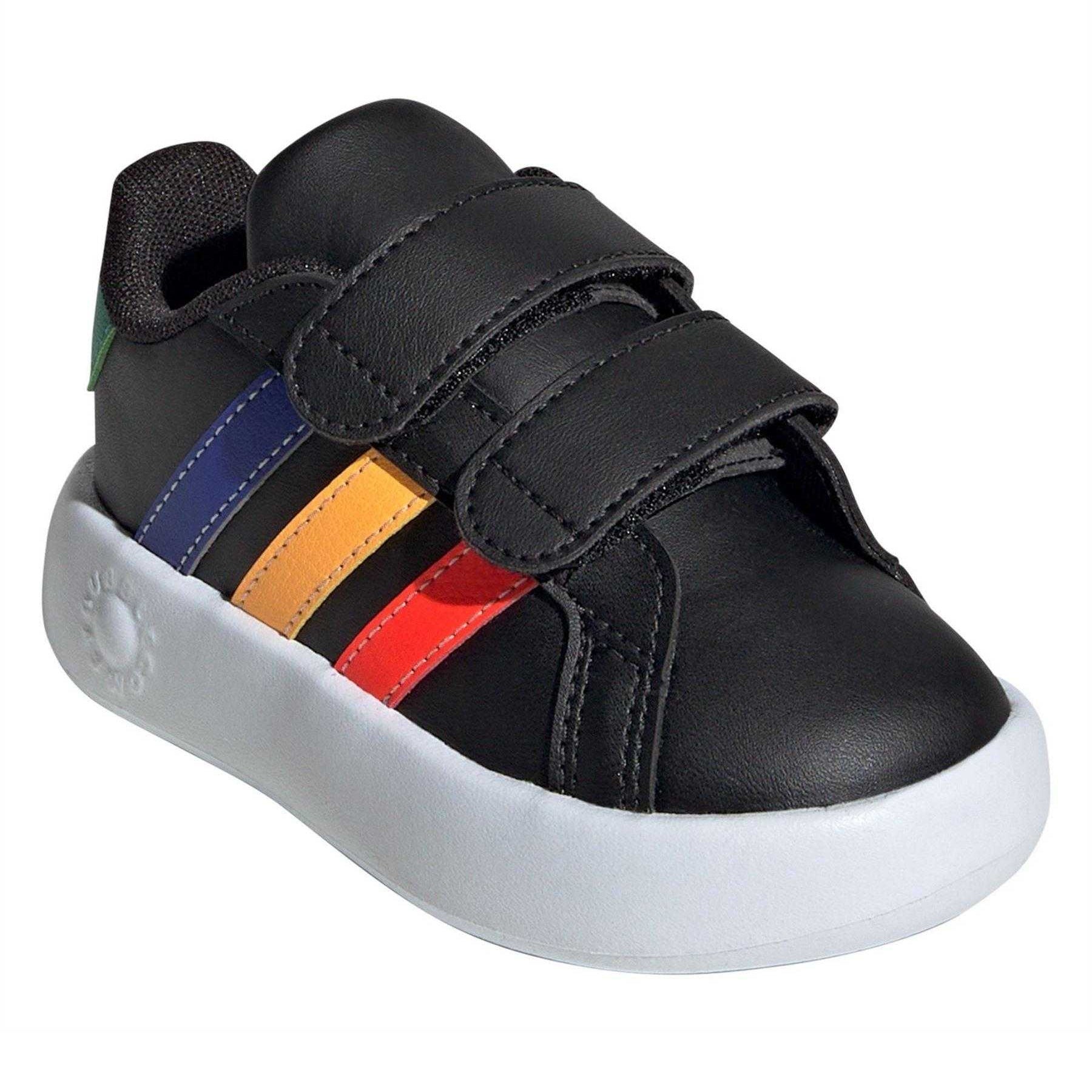 Core Black - Pack Shot - Adidas Childrens-Kids Court 2.0 Striped Trainers