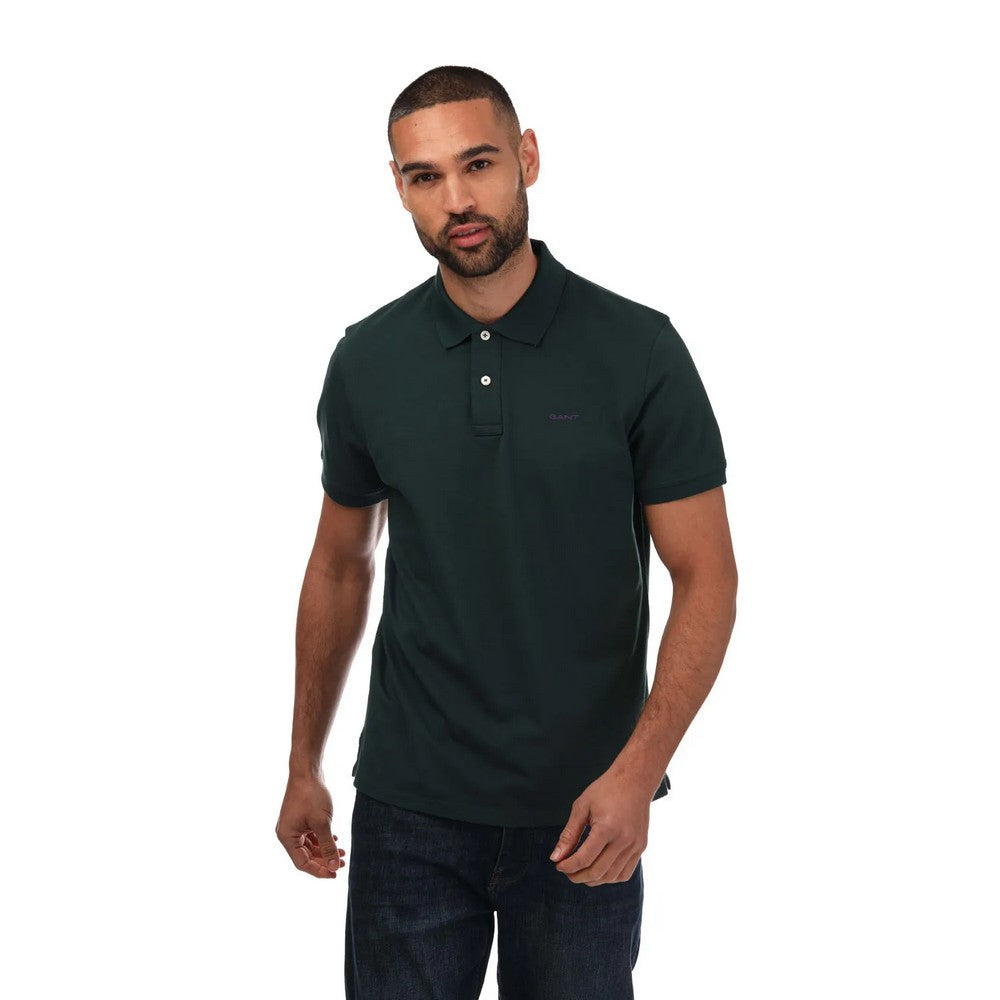 Green - Front - Gant Mens Contrast Pique Polo Shirt