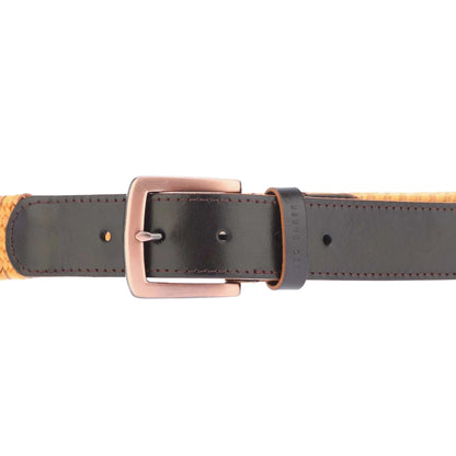 Mustard - Back - Ted Baker Galan Cow Leather Woven Belt