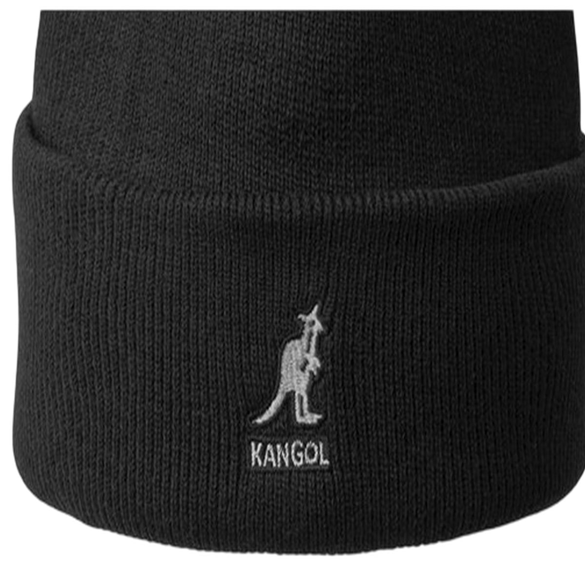 Black - Side - Kangol Embroidered Logo Acrylic Pull-On Beanie