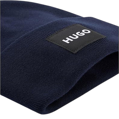 Navy - Side - Hugo Xevon Logo Casual Beanie