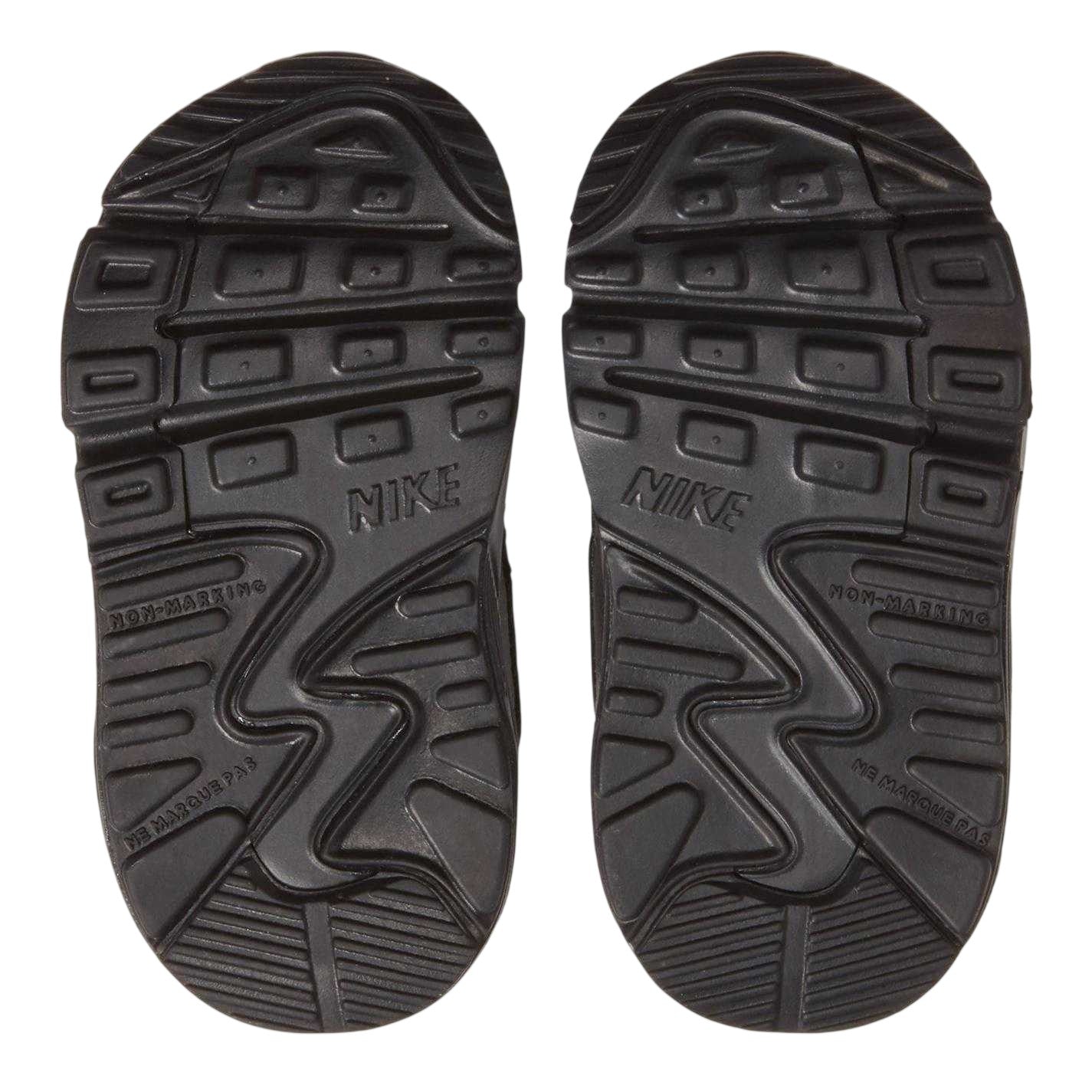 Triple Black - Back - Nike Childrens-Kids Air Max 90 Leather Trainers