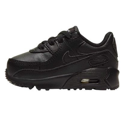 Triple Black - Side - Nike Childrens-Kids Air Max 90 Leather Trainers
