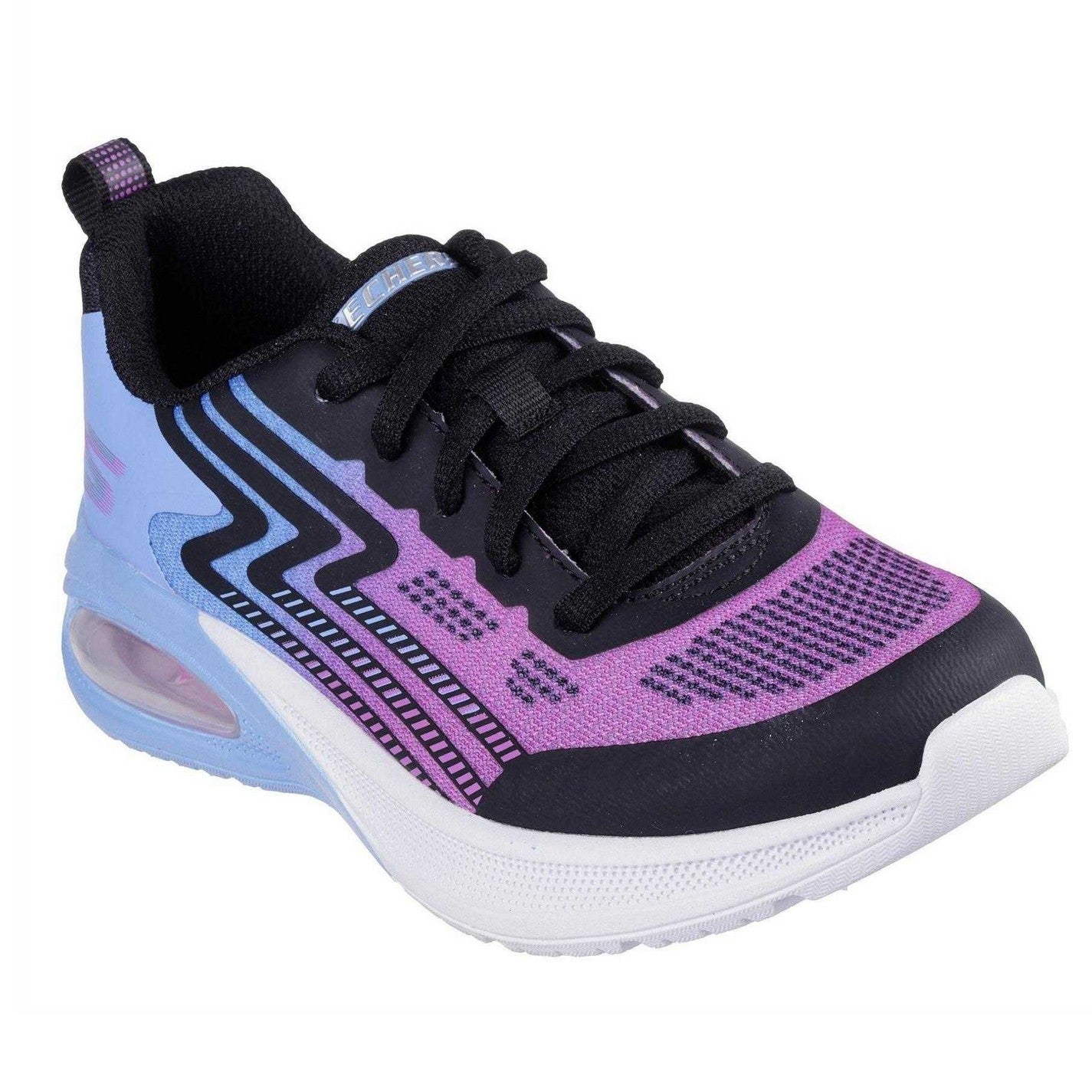 Black-Lavender - Pack Shot - Skechers Girls Microspec Max Mesh Trainers