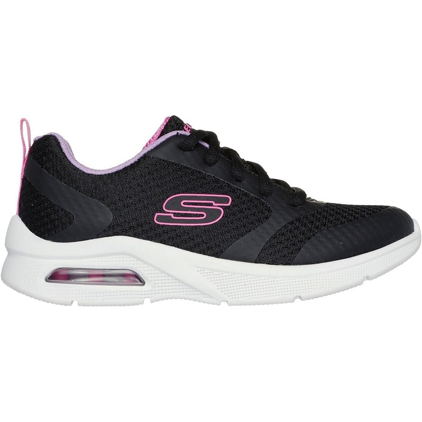 Black-Pink - Front - Skechers Girls Microspec Max Mesh Trainers