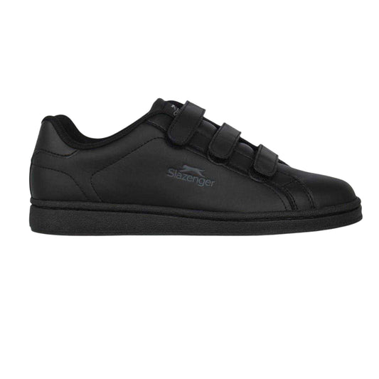 Black-Charcoal - Front - Slazenger Childrens-Kids Ash Vel Flat Trainers