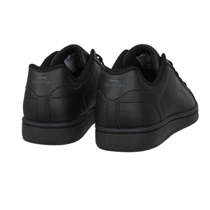Black-Charcoal - Back - Slazenger Childrens-Kids Ash Leather Flat Trainers