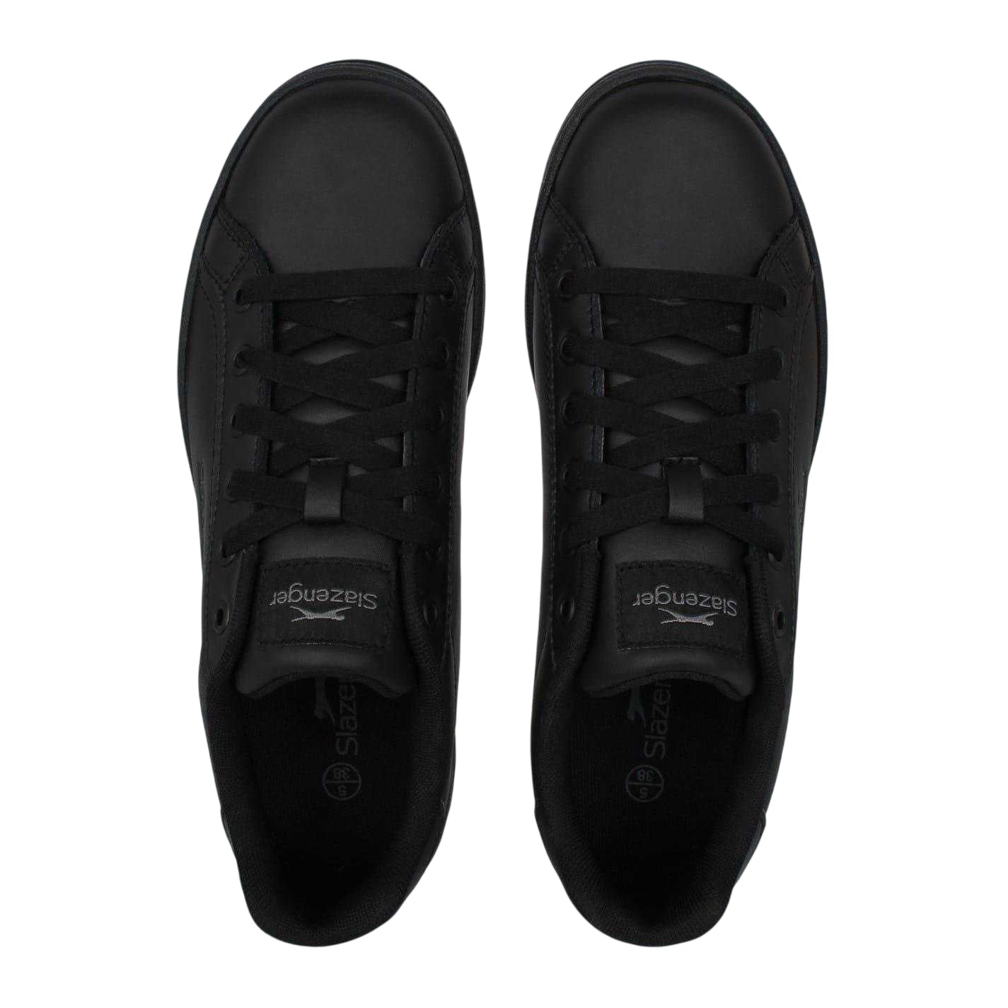 Black-Charcoal - Lifestyle - Slazenger Childrens-Kids Ash Leather Flat Trainers