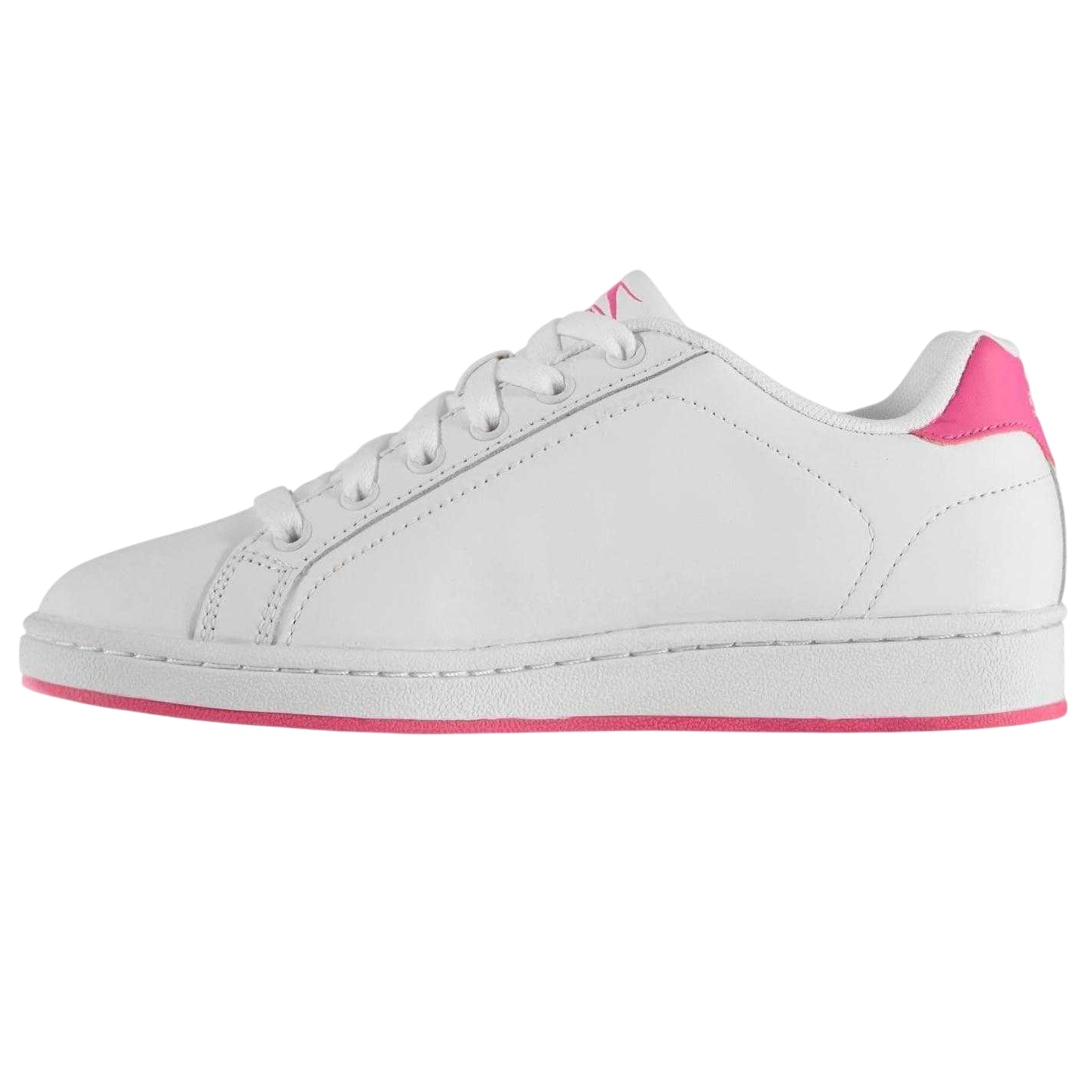 White-Cerise - Side - Slazenger Childrens-Kids Ash Leather Flat Trainers