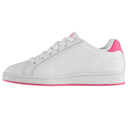 White-Cerise - Side - Slazenger Childrens-Kids Ash Leather Flat Trainers