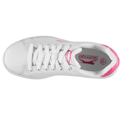 White-Cerise - Lifestyle - Slazenger Childrens-Kids Ash Leather Flat Trainers