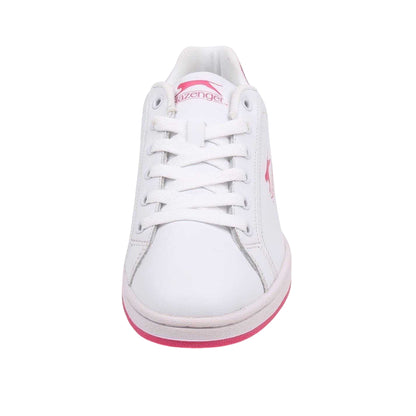 White-Cerise - Pack Shot - Slazenger Childrens-Kids Ash Leather Flat Trainers