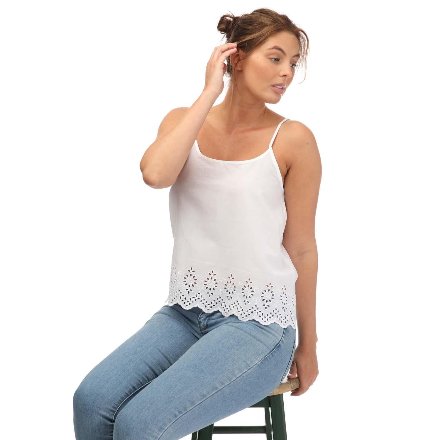 White - Side - Only Womens-Ladies Lou Life Embroidered Camisole