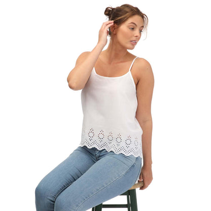 White - Side - Only Womens-Ladies Lou Life Embroidered Camisole