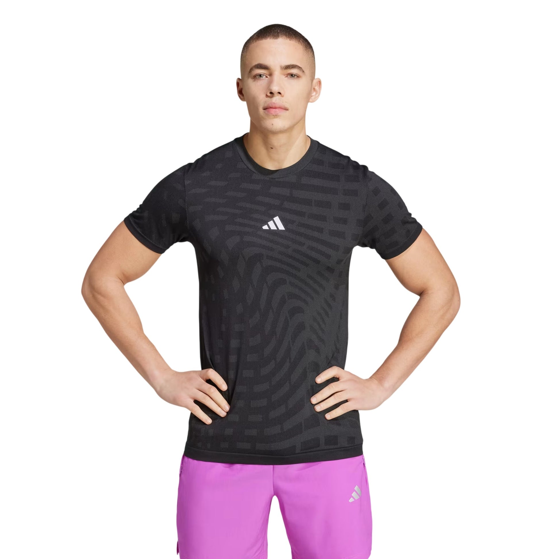 Black - Pack Shot - Adidas Mens Seamless Training T-Shirt