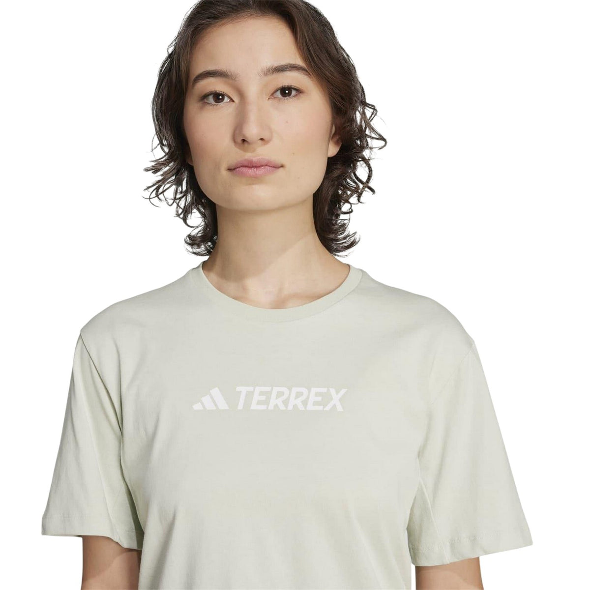 Linen Green - Side - Adidas Womens-Ladies Terrex Classic Logo T-Shirt
