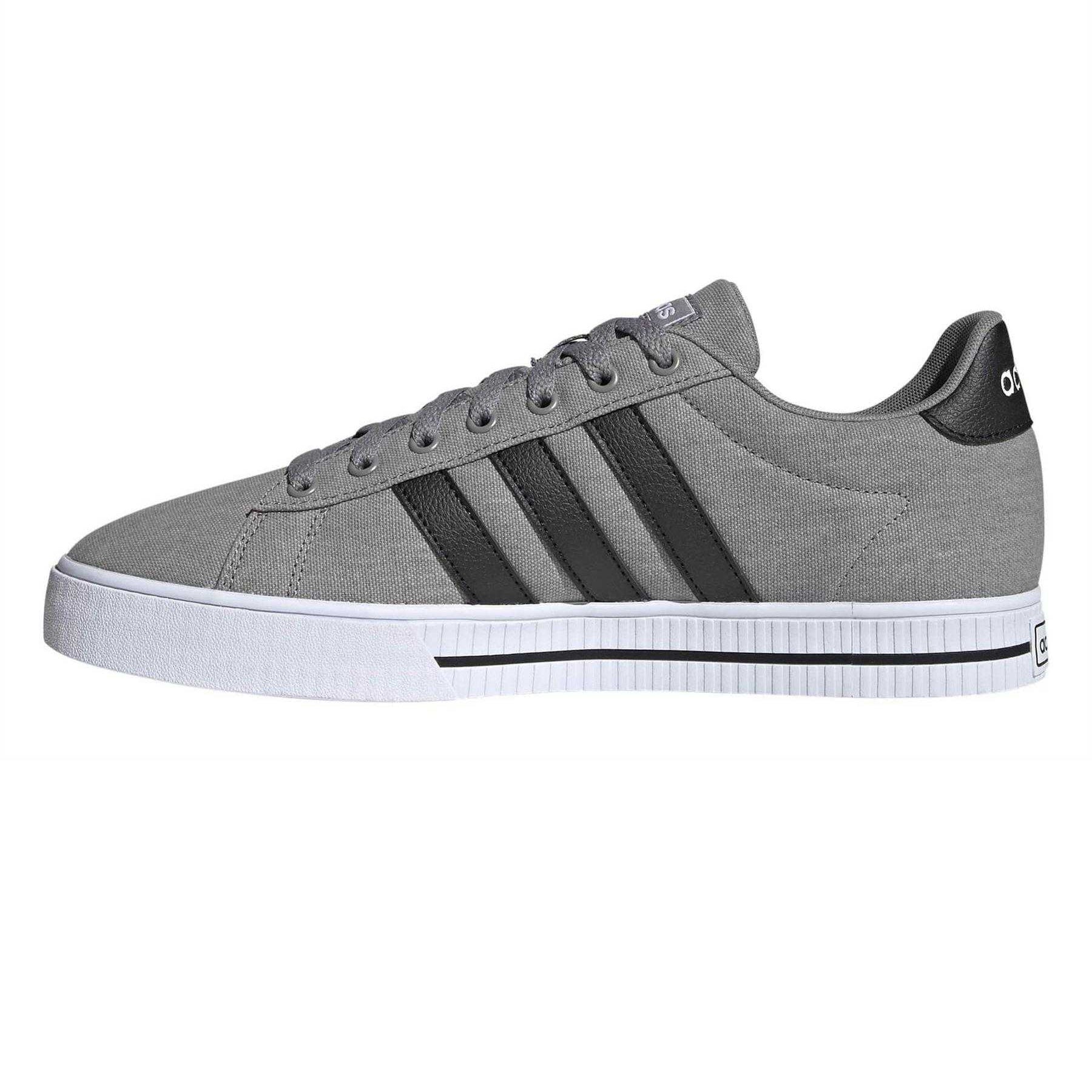 Grey - Side - Adidas Mens 3.0 Logo Canvas Trainers