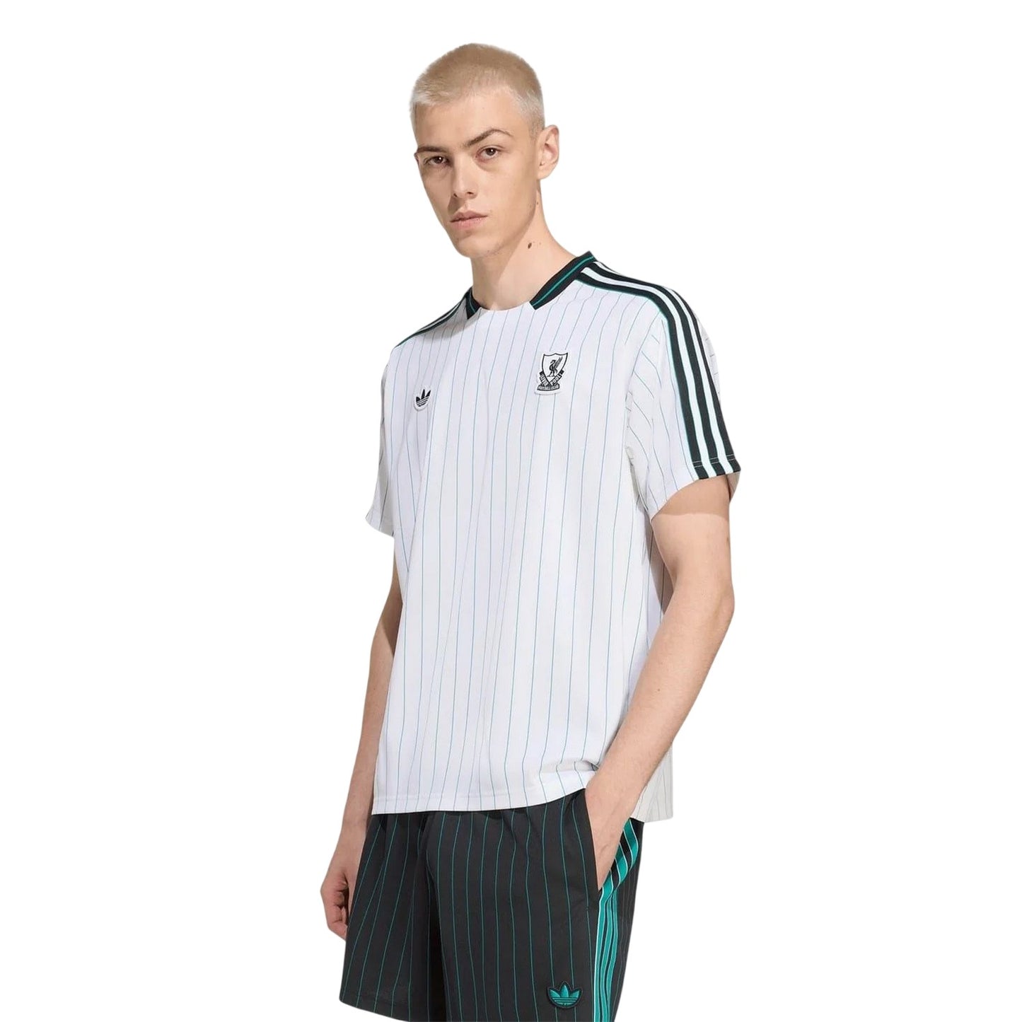 White-Green - Side - Adidas Unisex Adult Terrace Icons Liverpool FC T-Shirt
