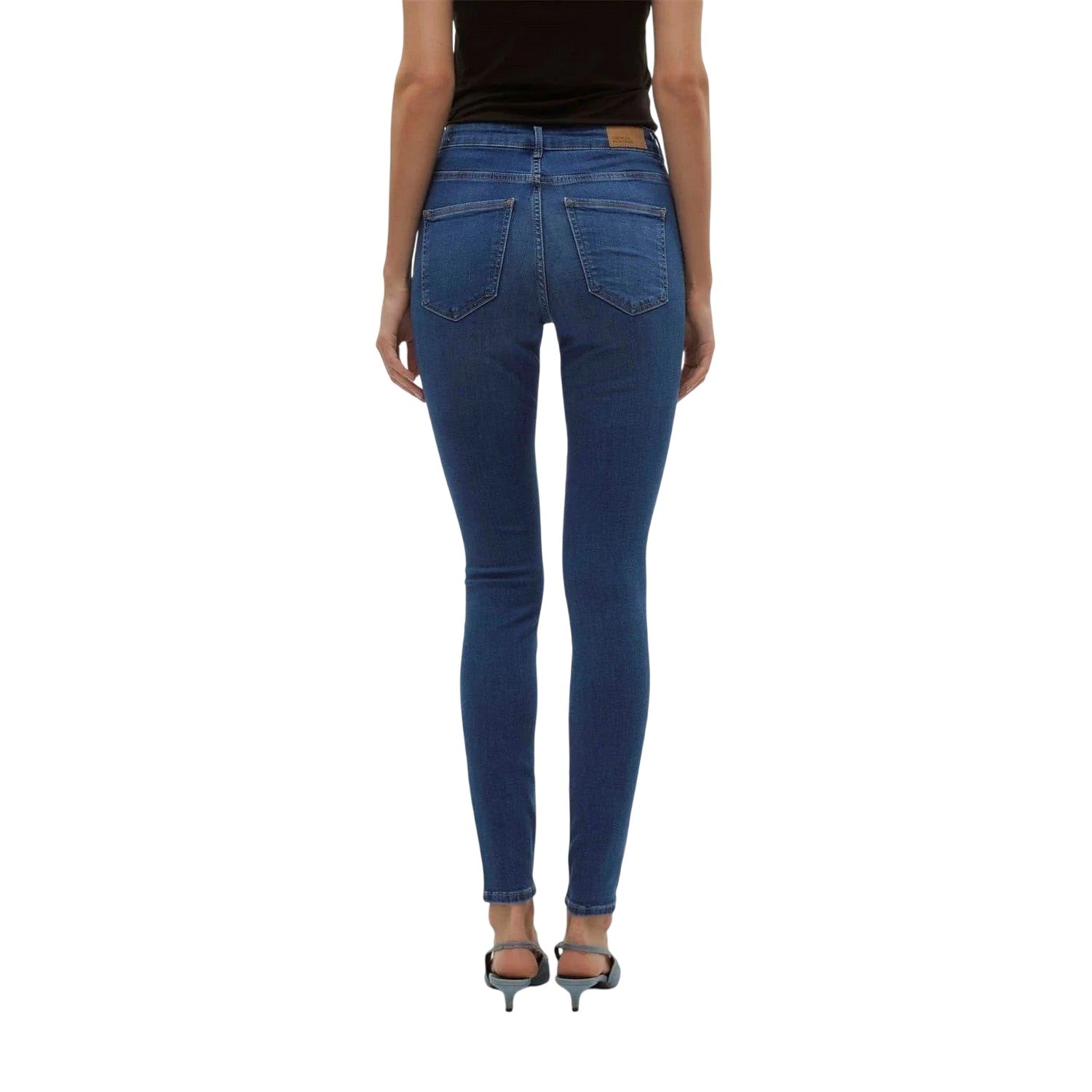 Blue Denim - Pack Shot - Vero Moda Womens-Ladies 5 Pockets Skinny Jeans