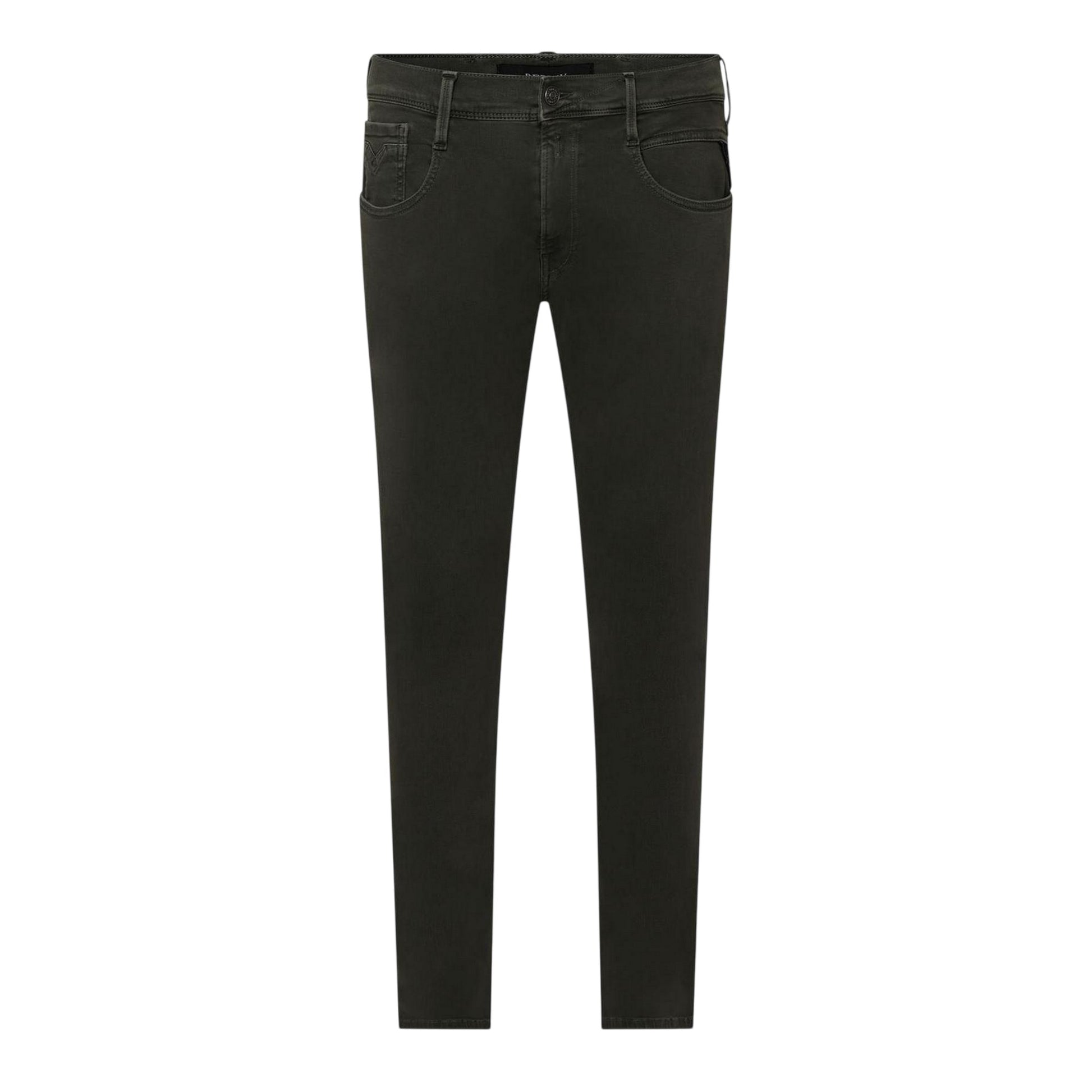 Green - Front - Replay Mens Anbass Hyperfreak Stretch Slim Jeans