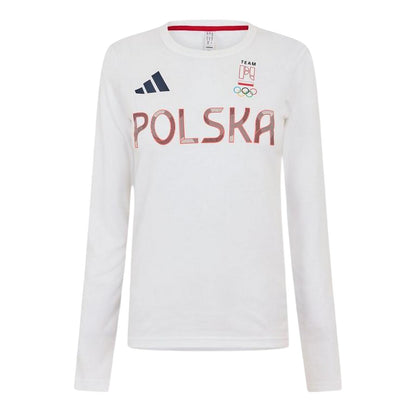 White - Front - Adidas Womens-Ladies Olympic Poland Jersey