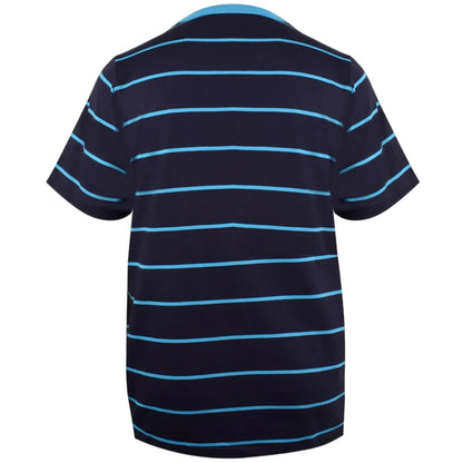 Blue - Back - Pretty Green Mens Striped Logo T-Shirt