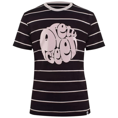 Black - Front - Pretty Green Mens Striped Logo T-Shirt