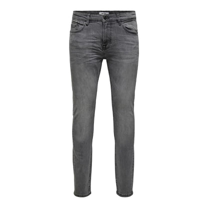 Grey Denim - Front - Only and Sons Mens Skinny Jeans