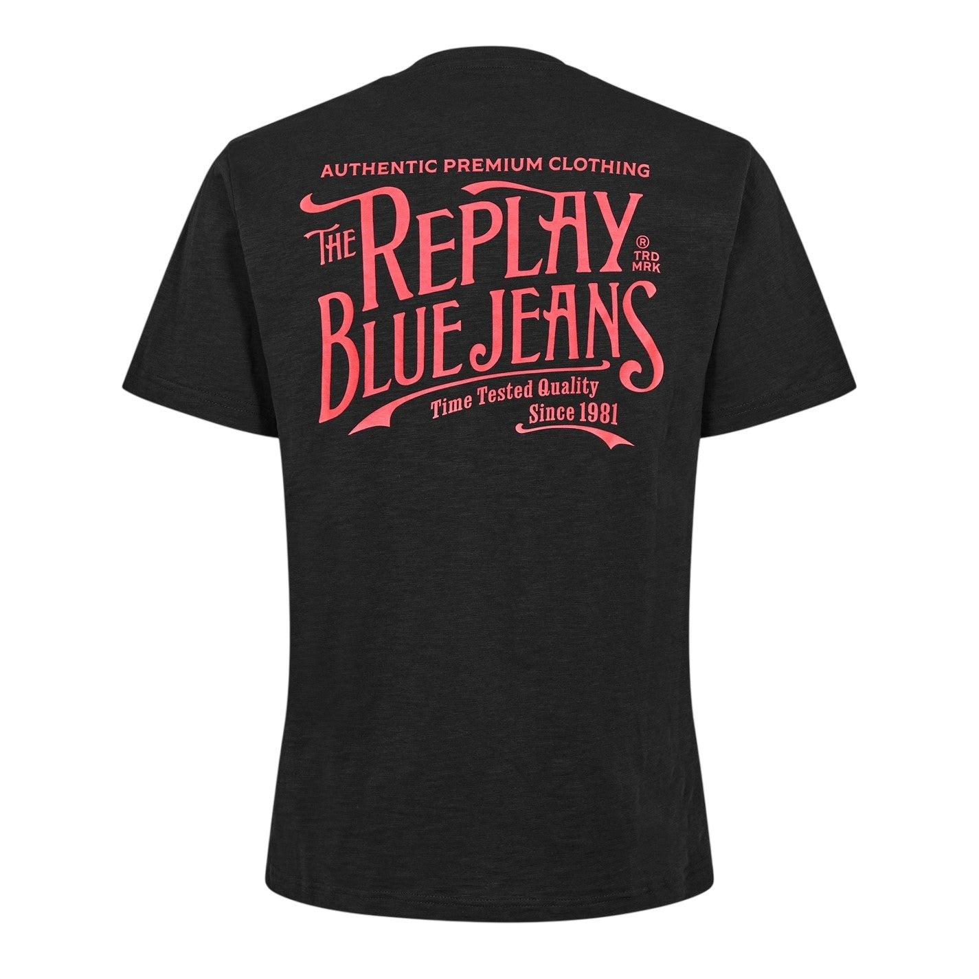 Black - Back - Replay Mens Back Jeans Logo T-Shirt