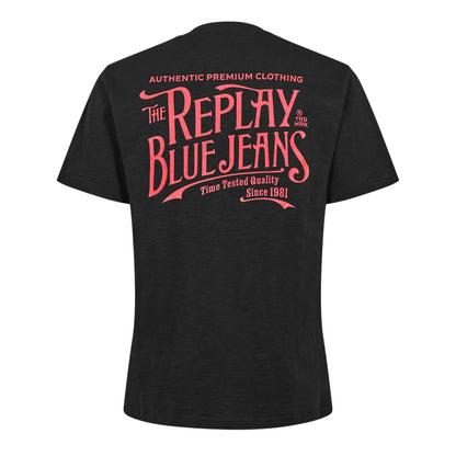 Black - Back - Replay Mens Back Jeans Logo T-Shirt