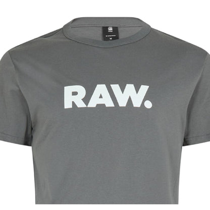 Grey - Side - G-Star Mens Logo Regular T-Shirt