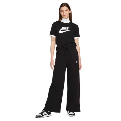 Black - Side - Nike Womens-Ladies Futura Swoosh Crew Neck T-Shirt