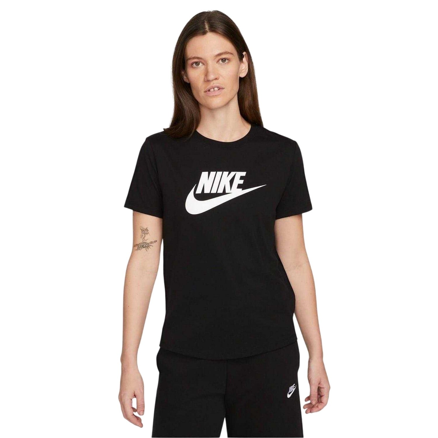 Black - Front - Nike Womens-Ladies Futura Swoosh Crew Neck T-Shirt