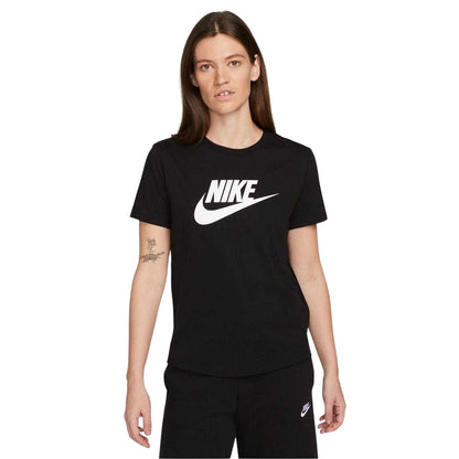 Black - Front - Nike Womens-Ladies Futura Swoosh Crew Neck T-Shirt