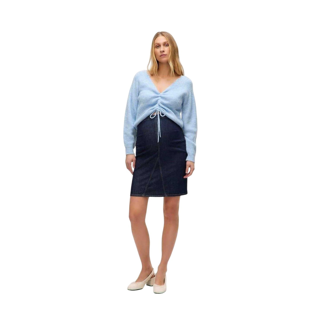 Dark Blue - Side - Mamalicious Womens-Ladies Mlatlanta Denim Skirt