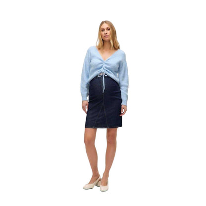 Dark Blue - Side - Mamalicious Womens-Ladies Mlatlanta Denim Skirt