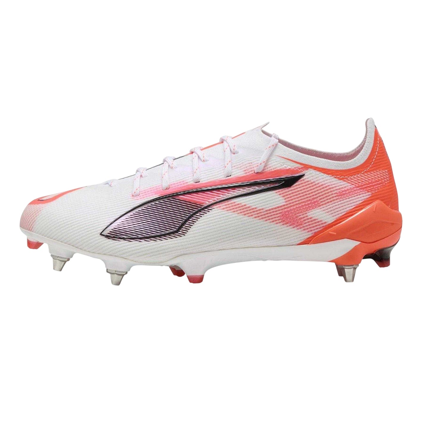 White-Red - Side - Puma Unisex Adult 5 Ultimate Soft Ground Football Boots