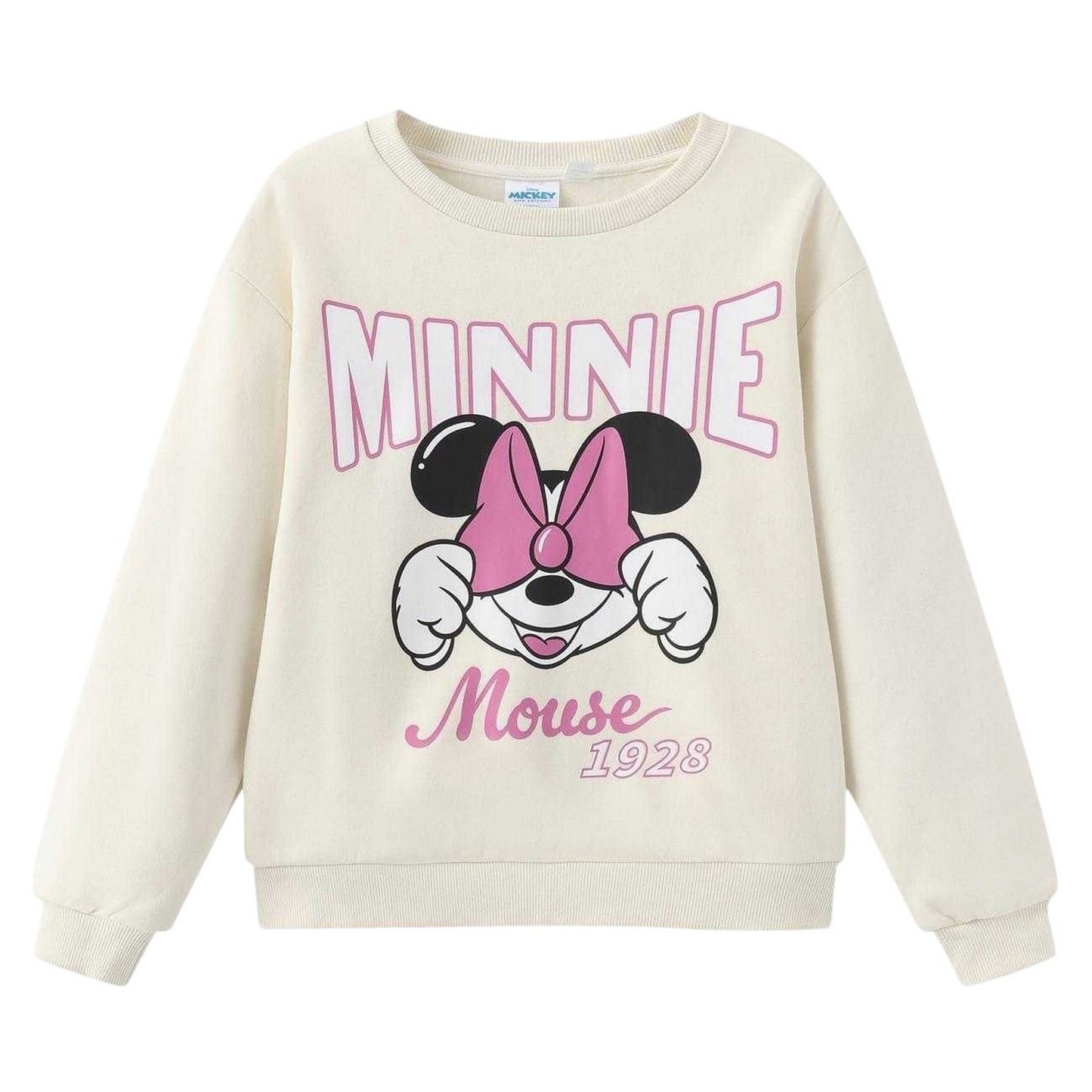 Cream-Pink - Front - Disney Childrens-Kids 1928 Minnie Mouse Sweatshirt
