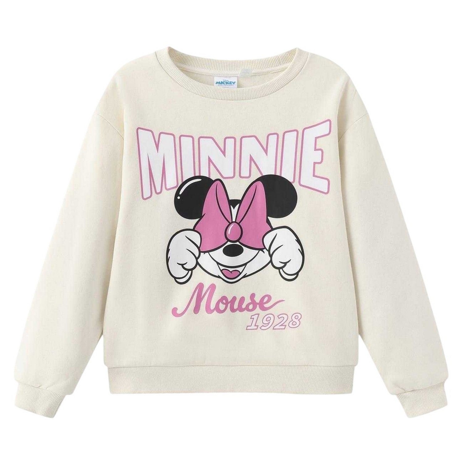 Cream-Pink - Front - Disney Childrens-Kids 1928 Minnie Mouse Sweatshirt
